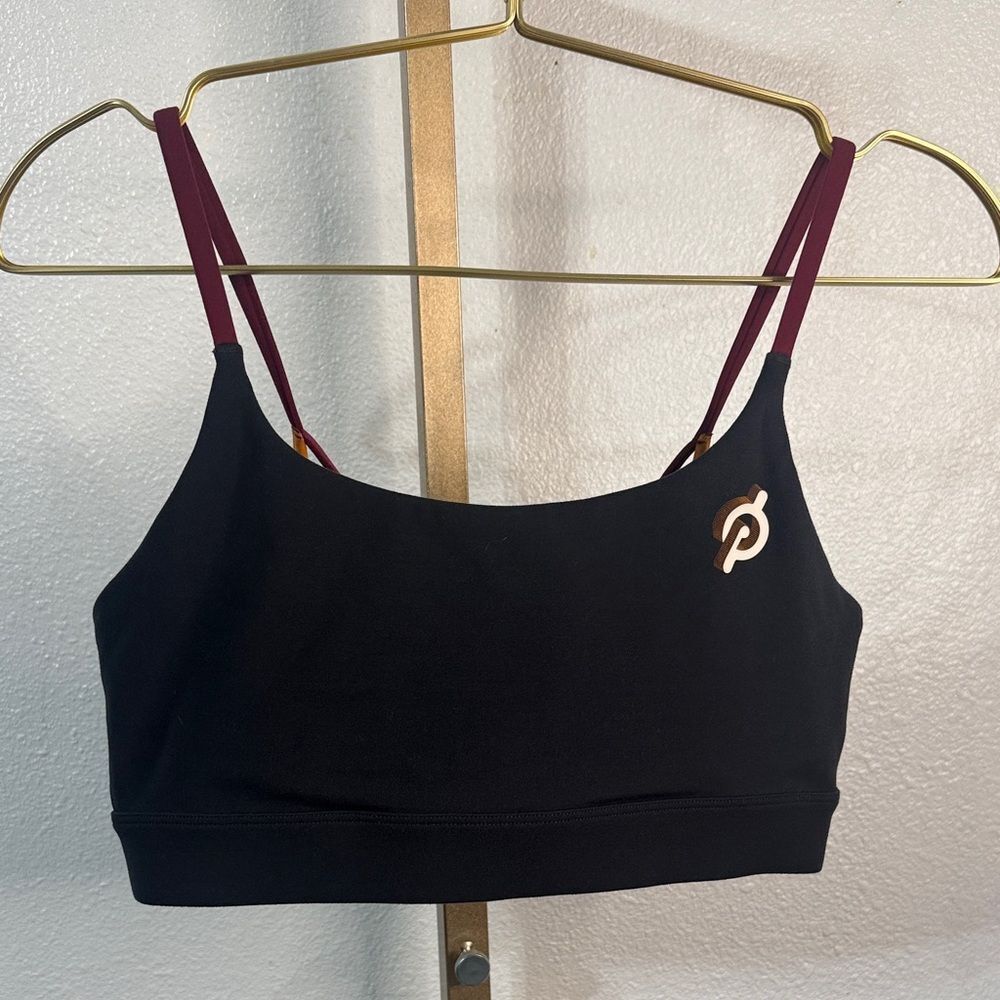 Peloton Black Sports Bra with Purple and yellow Straps- medium